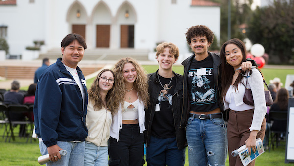 Students at an admission event